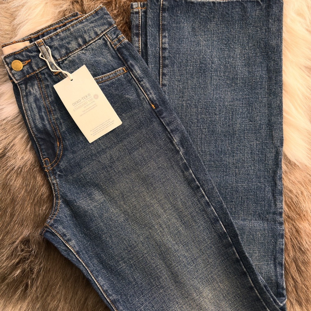 Sezane Dark Blue Straight Leg Jeans